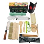 Estorefusion 19-Piece Premium Sushi Kit – Easy to Use with Beginner-Friendly Bazooka Roller, Cutting Mold, Professional Chef’s Choice Bamboo Mats, Sushi Knife, Chopsticks & Complete Sushi Making Set