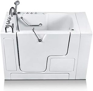 Wheelchair Accessible Walk-in Bathtub 32 in. x 52 in. Luxury Whirlpool Massage and Faucet Set (White) (Left Drain)