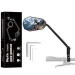 Bike Mirror, Diyife Long Arm Aluminum Bicycle Rear View Mirror with Large HD Wide Angle, 360°Adjustable Shockproof Bicycle Mirrors for Handlebar 22-25.5mm, Fit Bike, E-Bike, Scooter [Left]