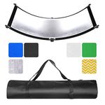 Neewer Clamshell Light Reflector Diffuser, 66”×24” Photography Curved Lighting Reflector with Black, Silver, White, Gold, Chromakey Green, Blue Colors (Stand Not Included)