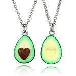 MJartoria Women Green Avocado Shape Pendant Matching Necklace Set with Chain Pack of 2