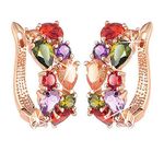 Yellow Chimes Clip On Earrings for Women Multicolor Swiss Zircon Rosegold Plated Crystal Clip-On Earrings for Women and Girls.