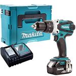 Makita DHP458Z 18v Combi Drill with 1 x 5.0Ah BL1850 Battery + DC18RC Charger & Case - Combi Hammer Drill, Makita Drill, Power Tool Combo Kit, 18v Drill Kit