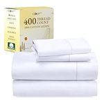 California Design Den 100% Cotton Sheets - 400 Thread Count Sateen Queen Sheets Set Deep Pocket, Soft Queen Size Bed Sheet, Cooling Sheets Queen Size Bed Set, Durable Cotton Bed Sheets (White Sheets)