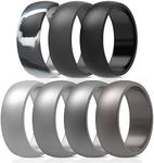 ThunderFit Silicone Wedding Rings for Men, Rubber Engagement Bands 8.7mm Wide 2.5mm Thick - 1/2/3/4/5/6/7/12/16 Variety Multipack (Pack H - Size 9.5-10 (19.8mm))