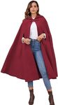Gihuo Cape Poncho Women's Hooded Maxi Cloak Coat Winter Warm Long Cloak Cosplay Costumes Outerwear (Wine,One Size)