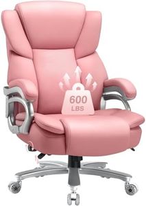 Indulgear Big and Tall Office Chair,500lbs Capacity Heavy Duty Office Chair for Heavy People, High Back Executive Computer Chair with Adjustable Lumbar Support, Quiet Rubber Wheel (Pink)