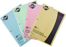 Hilroy 12102 Stitched Exercise Book, 3 Hole Punched, 4 Pack, 40 Pages, Assorted Color Covers