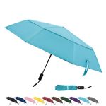 TradMall Travel Umbrella, 45 Inches Double Vented Canopy Windproof Automatic Strong Folding Compact Umbrellas for Rain Women and Men, Sky Blue