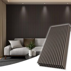 Elvone 2PCS Wood Wall Panels, 3D Fluted Sound Absorbing Slat Wall Paneling in Walnut, Wood Finish Sound Proof for Wall and Ceiling 47.2" x23.6"/ Sheet