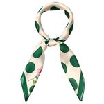 sourcing map 70cm Polka Dots Square Scarf Neck Scarves Kerchief Neckerchief Headband for Women Green 70 * 70cm/ 27.56 * 27.56 inches(L*W)