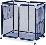 Essentially Yours Pool Floats, Balls, Toys and Equipment Rolling Mesh Organizer Storage Bin, Large, (35" W x 25.4" L x 37.5" H), Blue/White Style 455102