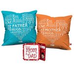 Indigifts Parents Cushion Cover 12X12 Inches with Filler Set of 2 for Mom Dad:: Mummy-Papa-Birthday Gifts::