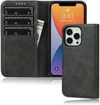 iPhone 13 Pro Wallet Case FROLAN Premium PU Leather with Credit Card Holder Slot Flip Drop Protection Shockproof Cover 6.1 Inch(Black)