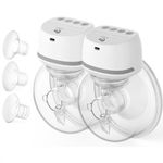 Bellababy Breast Pump,Portable Wireless Wearable Breast Pump,Rechargeable Hands Free Breast Pump Electric with 4 Modes & 6 Levels (White-2 Pack-24mm)