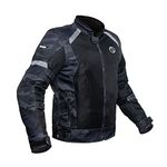 Rynox Unisex Adult Urban X - Mesh Motorcycle Riding Jacket With Impact Protection And Abrasion Resistance - Dark Camo Black | Small