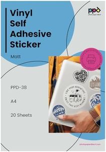 PPD 20 Sheets Inkjet Creative Media Matte Self Adhesive Vinyl Sticker Paper 8.5x11 PREMIUM Commercial Grade 4.7mil Thick Full Sheet Photo Quality Instant Dry Scratch and Tear Resistant (PPD-38-20)