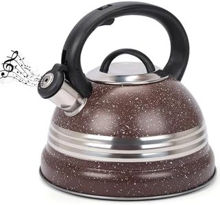 Belle Vous Tetera Marrón 3L de Inducción con Silbato - Hervidor de Agua Silbante Vintage para Estufa de Gas o Induccion Vitroceramica Cocina o Camping - para Te Café e Infusiones