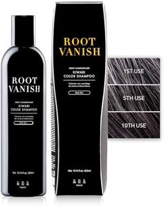 KIWABI Hair Color Shampoo for Gray Coverage – Gradual, All Natural Hair Dye Shampoo for Women & Men – Hydrating, Sulfate-Free, Ammonia-Free, Vegan Scalp Care with 31 Botanicals (Black)