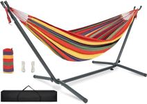 TORIBIO Double Hammock with Space Saving Steel Stand, Foldable Hammock with Stand & Portable Carrying Bag for Garden Yard Patio Backyard Indoor Outdoor Camping - Red