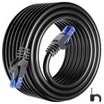 Ethernet Cable 40m Outdoor Indoor, Long Ethernet Cable 40m Cat 6, Gigabit Internet Network Cable High Speed 250MHz, UTP 23AWG RJ45 Cable 40m, Cable LAN for Router Switch Modem Patch Panel (40 Clips)