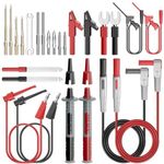 Cleqee 25PCS Silicone Multimeter Test Leads Kit with Replaceable Gold-Plated Precision Sharp Probe Set, Alligator Clips, Test Hooks and Wire Piercing Test Probes