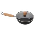 NOLITOY Induction Frying Pan Lid Mini Wok Pan Non Stick Surface Easy to Hold Heat Handle Versatile