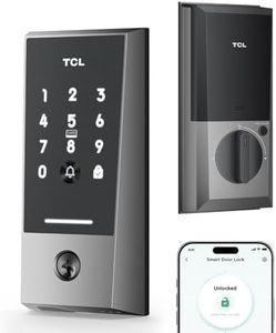 TCL Wi-Fi Smart Lock D2, Keyless Entry WiFi Door Lock with Key Fob, Built-in Doorbell, Touchscreen Keypad, App Remote Control, Easy Installation, No Bridge Required, IP54 Waterproof (Dark Grey)