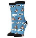 ooohyeah Funny Emoji Crew Socks for Women, Crazy Dress Cotton Socks, Novelty Cute Socks Gift, Shoe Size 5-10, Poop Blue, 5-10