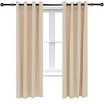 Sunnydaze 52 x 84 Inch Indoor/Outdoor Room-Darkening Curtain Panel with Grommet Top - Includes Tieback - Beige - Set of 2