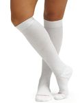 Comrad Recycled Cotton Knee High Socks - 15-20mmHg Graduated Compression Socks - Soft & Breathable Support Socks, Unisex, White Confetti, Medium