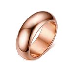 Epinki Unique Rings for Men, 7MM Stainless Steel Rose Gold Plain Band Polished Jewellery Rings Engagement Size T 1/2