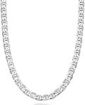 MiaBella Solid 925 Sterling Silver Italian 6mm Diamond Cut Solid Flat Mariner Link Chain Necklace for Women Men, 16"-18"-20"-22"-24"-26"-30" (20)