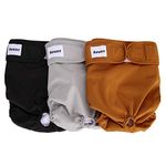 Avont 3 Pack Reusable Dog Diapers, Highly Absorbent, Washable and Eco-Friendly Sanitary Wraps Panties for Female Pets -Black/Brown/Grey(S)