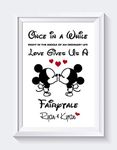 PERSONALISED SAME SEX Male Gay Couple Mickey and Mickey Mouse Valentines Engagement DISNEY Couples Wedding Husband Boyfriend MR & MR Print Gift For Him - UNFRAMED - A4