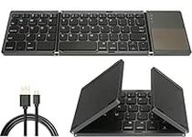 iFilip Foldable Bluetooth Keyboard, Pocket Size Portable Mini BT Wireless Keyboard with Touchpad for Android, Windows, PC, Tablet, with Rechargeable Li-ion Battery