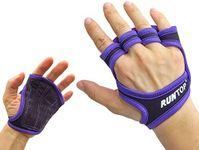 RUNTOP Workout Gloves Fitness Cross Training WODS Gym Yoga Exercise Grip Pads Weight Lifting Powerlifting Anti-Slip Barehand Strong Grips Palm Protect Men Women (Purple, L)