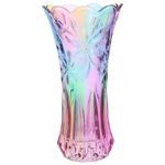 NOLITOY Crystal Glass Flower Vase, Decorative Rainbow Vase Flower Plant Container Dinner Table Centerpiece Colorful Glass Vase for Home Office Wedding