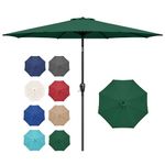 Simple Deluxe 9ft Outdoor Market Table Patio Umbrella with Button Tilt, Crank and 8 Sturdy Ribs for Garden, Deck, Lawn, Backyard & Pool, Green