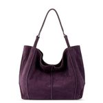 The Sak Los Feliz Large Tote Bag - Woman's Purse For Everyday, Travel, Beach Bag - Roomy Handbag With Shoulder Bag Strap, Aubergine Suede, L