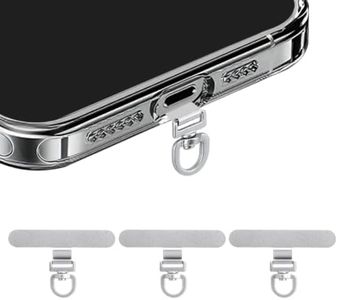 360° Rotating Stainless Steel Phone Tether Tab (Silvery 3-Pack) - Universal for iPhone & Other Phones (Fits Wristbands/Necklaces/Crossbody Straps)