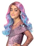 Smiffys Disney Descendants Audrey Wig for Kids, Pink and Blue Ombre Curly Wig, Officially Licensed and Ready-Styled, Perfect for Completing Matching Costume for Fancy Dress