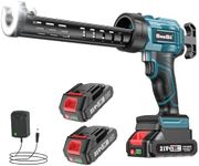 SEESII Silicone Sealant Gun with 2-Batteries, 21V Electric Caulking Gun with Built-in LED Light, 4 Adjustable Speeds for Filling and Sealing