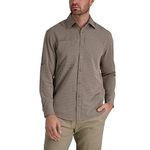 Haggar Mens Performance Stretch Vent Shirt, Medium Khaki, L