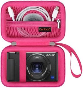 Canboc Carrying Case for Sony ZV-1 Digital Camera for Content Creators, Sony ZV1 Vlogging Camera Bag, Zipper Mesh Pocket fits USB Cable, Batteries, Rosered