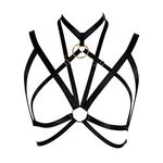 Women's Body Harness Bra Punk Elastic Adjustable Bra Gothic Carnival Dance Costume Accessories (Black)