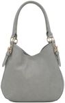 Lightweight 3 Compartment Faux Leather Medium Hobo Bag, Light Grey, One Size