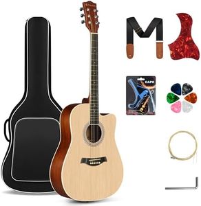 CAHAYA Acoustic Guitar Beginner Kit - 41in Adult Acoustic Guitar Starter Set for Kids Teenager Students with Thickened Gig Bag Capo Pickguard Strings Picks Strap