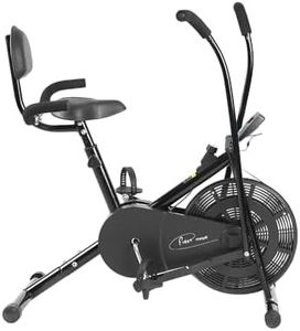 FIRST CHOICE FC-110 BH Air Bike Exercise Cycle with Moving or Stationary Handle | with Back Support Seat & Side Handle for Support | Adjustable Resistance with Cushioned Seat | Fitness Cycle for Home | Weight Capacity 110KG