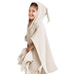 Hooded Baby Poncho Towel: Muslin Bath Poncho for Toddler - Kids Beach Poncho Towels 23"x24"(Cream)